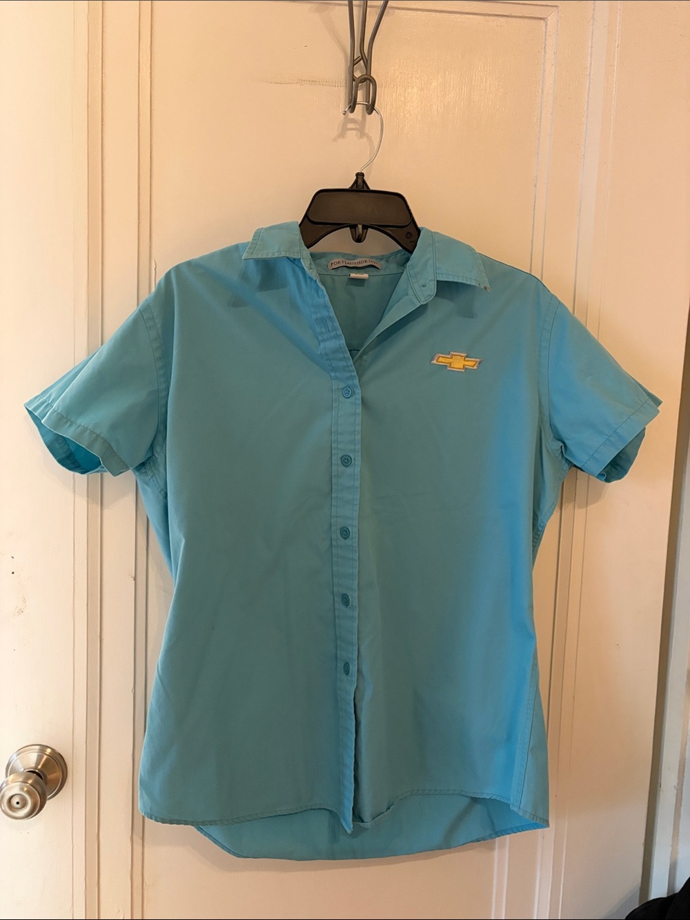 Short-Sleeve Button-Up Chevrolet Shirt - Light Blue